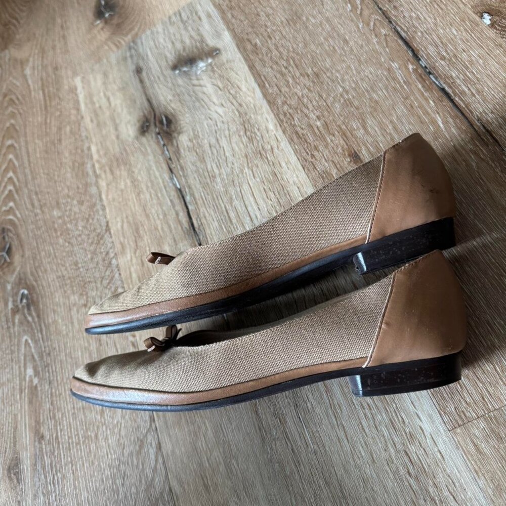Amalfi Brown Tan Leather Flats with bow tie size‎ 6.5 - Picture 4 of 7